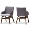Baxton Studio Monte Mid-Century Modern Two-Tone Grey Fabric Armchair (Set of 2)